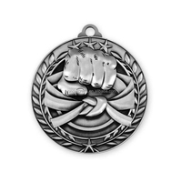 WD Custom Design 3d Zinc Alloy Irlande Karaté Sports Médailles Trophées WUKF Memorial Souvenir Metal Silver Karate Medal