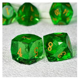 Green Gemstone <span class=keywords><strong>Prism</strong></span> Dice Set, Dados poliédricos gravados Sharp Edge para jogos de DnD e RPG, Conjunto 7PCS com pacote Metal Tin Box - Product Image 2