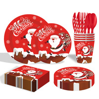 Lot de vaisselle jetable de Noël en gros : Assiettes, nappes et serviettes à thème Élan de Noël – Fournitures de Noël