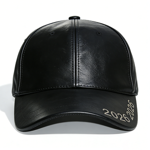 Casquette de baseball en cuir brodé 2026, ajustable, vierge, pour hommes et femmes, logo personnalisé, vente en gros - Product Image 4