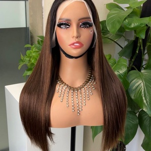 SDD Straight 13*4 <b>Wig</b> Super Double Drawn Vietnam 100% Human Hair Luxury <b>Wig</b> <b>Brown</b> Color - Product Image 4