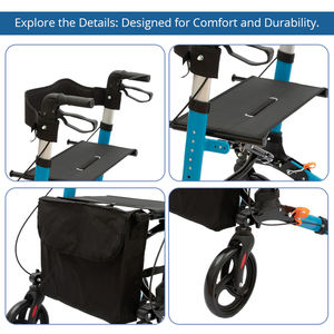 Легкий алюминиевый роллатор Relaxsmith с сиденьем и сумкой для хранения, для пожилых людей, с удобными ручками, для поддержания мобильности - Product Image 5