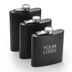 Gourde à liqueur en acier inoxydable noir mat avec gravure laser, logo personnalisé, 6oz, 7oz, 8oz, 9oz, 10oz, 12oz - Product Image 1