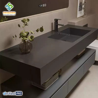 Ensemble de meuble de salle de bain et coiffeuse en bois massif de style américain Juerte moderne 2025 avec lavabo à évier en cuivre et robinet miroir