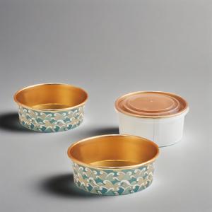 Bol en papier kraft en feuille d'or jetable de qualité alimentaire avec couvercle Boîte ronde à emporter pour fast-food - Product Image 2