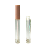 Tube vide en plastique de haute qualité pour rouge à lèvres/brillant à lèvres, forme ronde, sérigraphié, couleur personnalisée, rose transparent, cosmétique