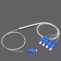 Répartiteur de fibre optique de tube en acier 1x4 SC/UPC monomode, 0.9mm 1m à double extrémité avec connecteurs