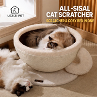 Produits pour animaux de compagnie en gros : Lit-griffoir pour chats en corde de sisal enroulée en forme de tasse à café, pour griffer et se reposer, 2 en 1