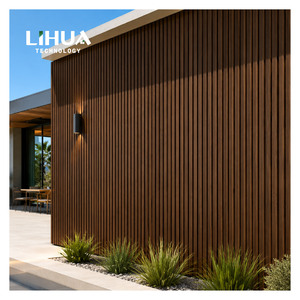 Panneau mural WPC imperméable et ignifuge, anti-pourriture, à grain de bois, pour revêtement extérieur de terrasse et de jardin - Product Image 1