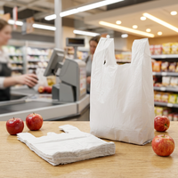 Lot de 1000 sacs en plastique blancs de taille moyenne et grande avec poignées pour restaurant, épicerie, poubelle