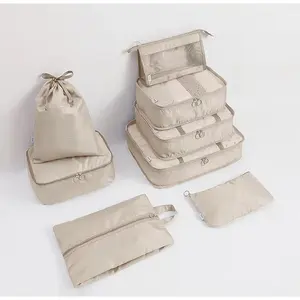 Bolsa organizadora para bagagem de viagem, conjunto de 8 peças com bolsa para sapatos e lavanderia, leve, de fábrica