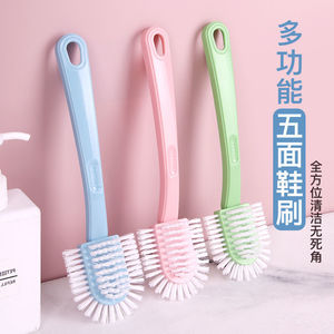 Five Sided Shoe Brush Plastic Multi Functional Cleaning For Shoes Blue Green Pink 3 Pieces - Product Image 1