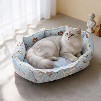 Coussin de couchage pour chat PKY, matelas à ressorts, universel quatre saisons, mignon, en polyester, chaud, pour petit chien, canapé-nid pour Teddy