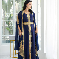 Robe Abaya Ouverte Élégante d'Automne pour Femmes Musulmanes Arabes, Manches Longues, Longueur Cheville, en Polyester, Style Dubaï, Modeste, pour l'Aïd, avec Col Cœur