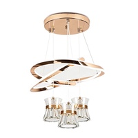 Lustre moderne luxueux en acrylique, design créatif en forme d'anneau, type suspendu, lampe de table pour salon et salle à manger, design simple, élégant et unique