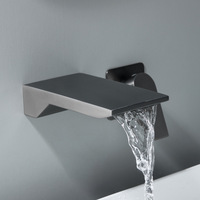 Robinet Mitigeur Mural Encastré Moderne en Acier Inoxydable 304 avec Bec Cascade Intégré pour Lavabo en Céramique