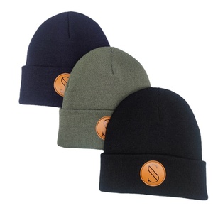 Tùy Chỉnh Da Vá Beanie Mens Phụ Nữ Acrylic Đồng Bằng Chất Lượng Cao Nhuộm Cap Dệt Kim Gorras Bán Buôn Dệt Nhãn Mùa Đông Mũ Trượt Tuyết - Product Image 2