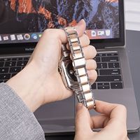 Tali Jam Tangan Stainless Steel Slim Three Bead untuk Apple Watch S12 Wanita IWatch Strap Logam