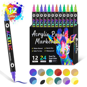 Hot Sale Kids Art Marker <b>Set</b> Dual Tip Two-Color Acrylic Brush Graffiti Marker Pen - Product Image 1