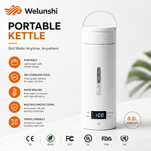 WLS-1401 Bouilloire électrique portable de voyage en promotion, prise US 110V, homologuée UL, mini bouilloire 500ml pour hôtel, bureau - Product Image 1