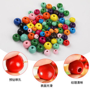 Colored Wooden <b>Beads</b> Mixed Color Round 600 Pieces For Diy Craft Jewelry Making Home Decoration Children's Toy <b>Set</b> - Product Image 3