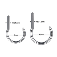 Anneau segmenté articulé en titane ASTM F136 16G en forme de D pour septum, clicker, piercing de nez, daith, cartilage – Idéal pour les studios de piercing et les mariages