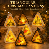 Lanterne de Noël LED à lumière ambrée chaude, décorative suspendue avec anneau pour arbre de Noël, maison, fête, vente en gros