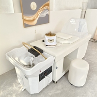Fauteuil de massage et de lavage capillaire haut de gamme de luxe avec réservoir d'eau de 60L, blanc, sans plomberie, pour salon de beauté et thérapie capillaire