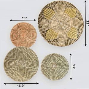 Grosser Wandkorb Kleiner <strong>Docht</strong> Wandkoerbe Halbe Rattam Korb Wand Faser Wandbehang Stroh Wanddekoration 3 Weide Rattentierkoepfe - Product Image 2