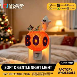 Lámpara LED de Noche para Halloween, Proyección Cálida, de Plástico, Estilo Calabaza Fantasma, Decoración para el Hogar Infantil, Regalo - Product Image 1