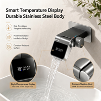 Robinet de lavabo mural dissimulé moderne avec affichage numérique intelligent, mitigeur eau chaude et froide pour salle de bain de luxe, hôtel, villa