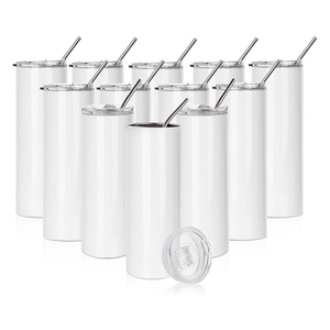 Vaso térmico recto de acero inoxidable de doble pared de 20 oz para sublimación, con tapa y pajita, ecológico, de 6 a 12 horas de duración, desde almacén de EE. UU. - Product Image 1