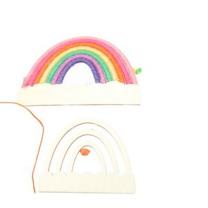 Customized Unfinished <b>Wooden</b> <b>Rainbow</b> Craft Kit with Hem Rope for Kids' Educational Play Dropshipping - Product Image 2