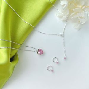 Dylam Luxury Design Trendy Women Fine Jewelry 925 Sterling <b>Silver</b> Rhodium Plated Pink 5A Cubic Zirconia Dangle <b>Hoop</b> <b>Earring</b> - Product Image 3