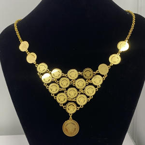 Vintage moneta turca lucido e splendido colore placcato oro cubano Charm catena cerchio collane monete per le donne - Product Image 2