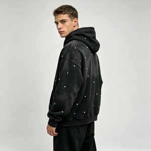 men's hoodies Heavyweight French Terry Cropped Hoodie Custom Printed <b>Zip</b> up Hoodie 100% Cotton Distressed Hoodie for Men - Product Image 6