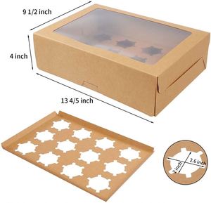 Brown Kraft <b>Cupcake</b> <b>Box</b> Hold 12 <b>Cupcakes</b>, 15 Pack Bakery Boxes with Window in 13.8 X 9.5 X 4 Inches - Product Image 3