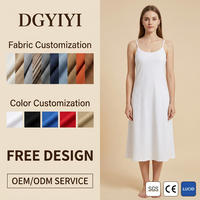 Robe Midi en Coton Mélangé pour Femme, Bretelles Fines, Sans Manches, Coupe Décontractée Trapèze, Personnalisable avec Logo OEM, Vente en Gros