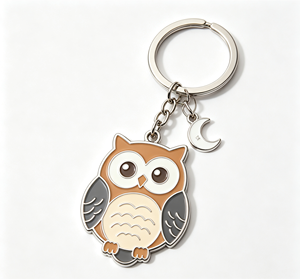 Custom Zinc Alloy Owl Keychain Enamel Metal Key <b>Ring</b> Epoxy Filled Pendant for Gift and Promotion - Product Image 4