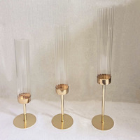 Photophore en verre de style européen, luxe léger, coupe-vent, pièce décorative pour mariage, anniversaire et table de fête