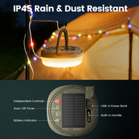Lanterne de camping portable solaire rechargeable étanche IP45 2500mAh avec 10 LED RGB et guirlande lumineuse de 10M 130 LED – Vente en gros