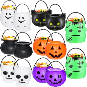 Mini Calderoni <span class=keywords><strong>di</strong></span> <span class=keywords><strong>Halloween</strong></span> per Caramelle, Secchielli <span class=keywords><strong>di</strong></span> Plastica a Forma <span class=keywords><strong>di</strong></span> Zucca, Contenitori per Dolcetti a Forma <span class=keywords><strong>di</strong></span> Calderone della Strega con Manico, <span class=keywords><strong>Decorazioni</strong></span> per Feste - Product Image 1