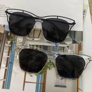 Oversized Fashion Luxury Special Design Metal Polarized Frame Sunglasses Custom Logo Trendy Specs Frames Sunglasses