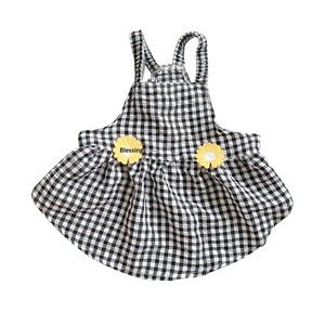 Robe courte à fines bretelles en coton-lin, motif floral, style bouffant, pour printemps/été, inspirée des bouledogues français et des pugs - Product Image 5