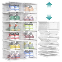 Boîte de rangement pour chaussures en plastique PPHIPS pliable sans assemblage, design épaissi, rangement multi-niveaux, style minimaliste moderne, salon