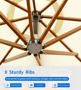 Parasol de terrasse moderne <span class=keywords><strong>en</strong></span> aluminium léger surdimensionné avec auvent de 4 m et base <span class=keywords><strong>en</strong></span> plastique pour supermarchés et usage commercial extérieur - Product Image 5
