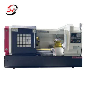 Mesin bubut kasur datar CNC CK6180, kualitas tinggi dengan sandaran stabil kontrol Fanuc/Siemens/GSK cnc murah