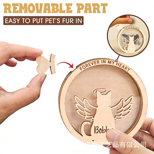 Pet Hair Box Round Wood Airtight <b>Urn</b> For <b>Cat</b> Memorial With Fur Collection DIY Keepsake - Product Image 4