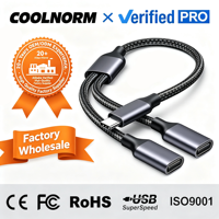 Adaptateur de câble USB-C en alliage d'aluminium, double port Type C mâle vers double USB C femelle, pour ordinateurs portables, PS5 et autres stations d'accueil