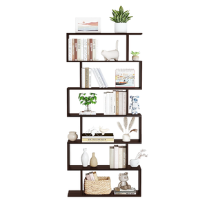 للبيع بالجملة خزانة كتب هندسية حديثة طويلة على شكل بني ريفي من 6 طبقات خشبية للمكتب المنزلي - Product Image 4